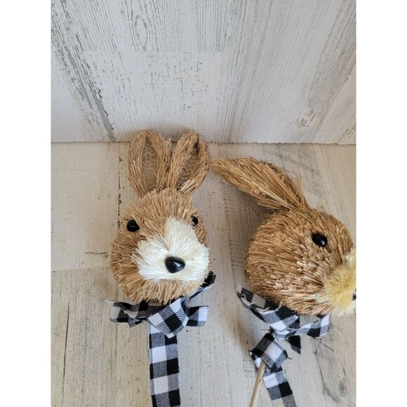 Bristle easter bunny head pick set bow plaid rabbit - Picture 4 of 10